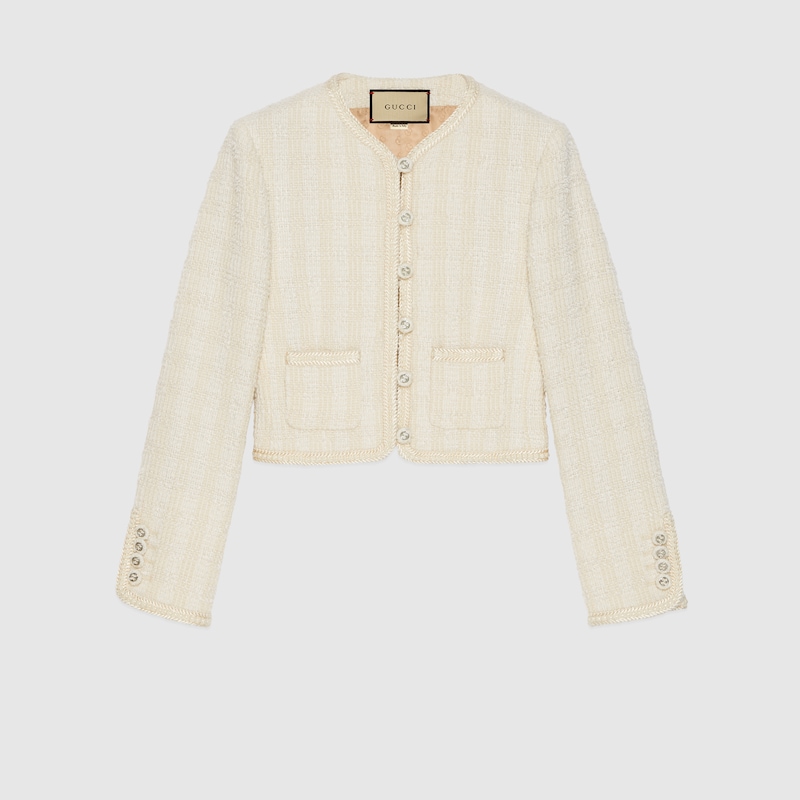 Gucci Tweed Jacket In White