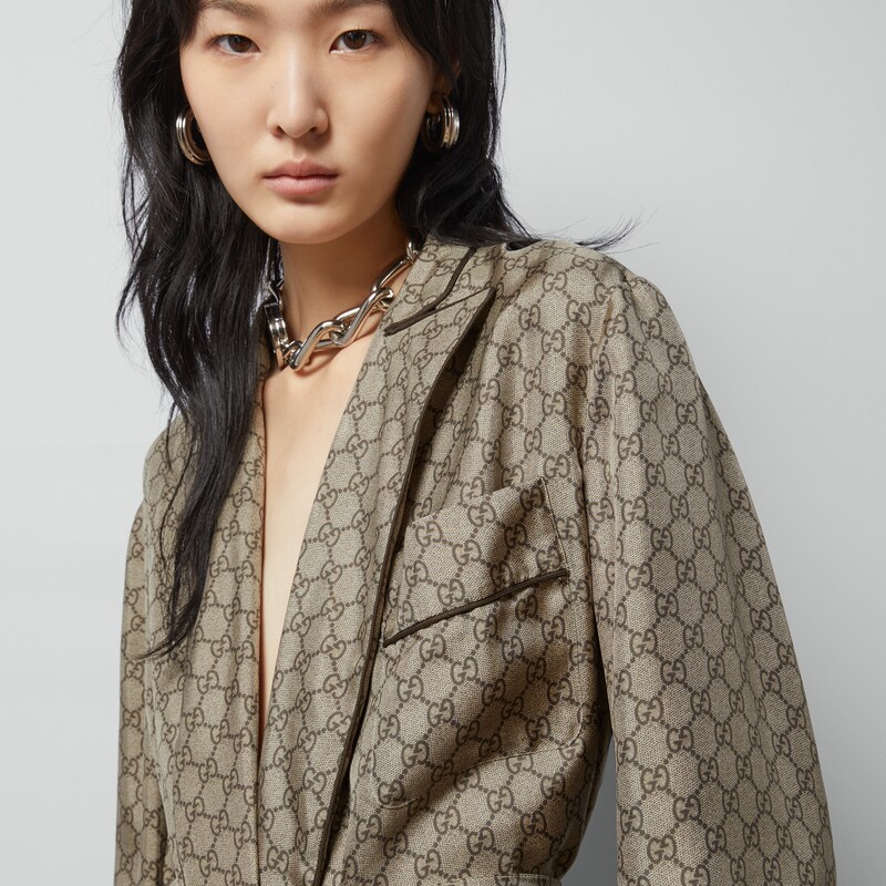 Gucci GG Supreme Print Silk Shirt | Thumbnail 3 Gucci GG Supreme Print Silk Shirt | Thumbnail 3