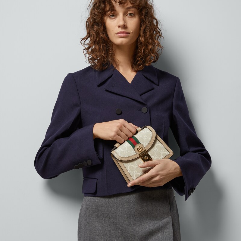 SHOPPING BAG 38 IN BEIGE AND WHITE CANVAS
