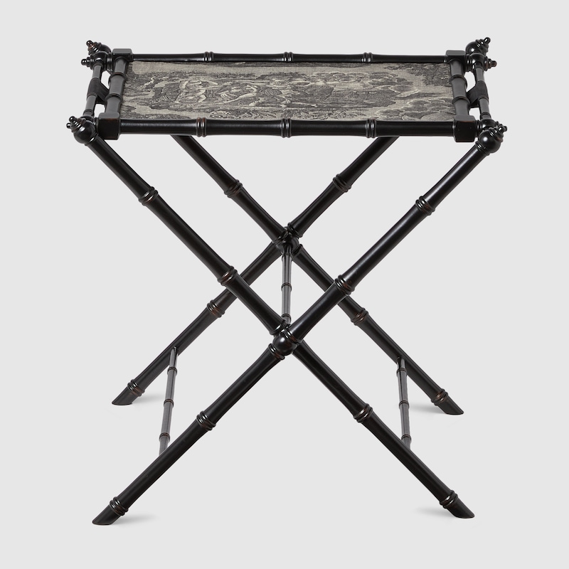 Toile de Jouy print wooden folding tray