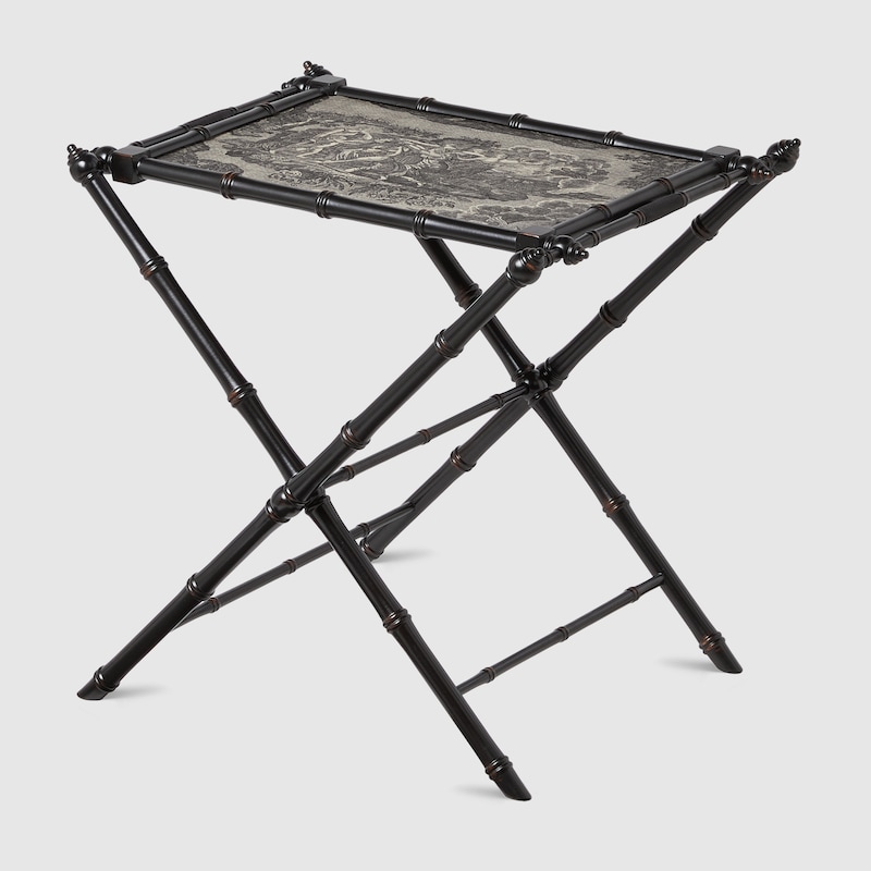 Toile de Jouy print wooden folding tray