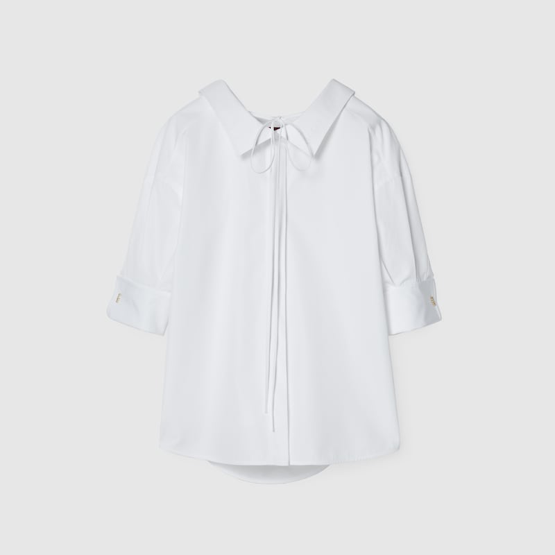 Gucci Bluse Aus Schwerem Baumwollpopeline In Weiss