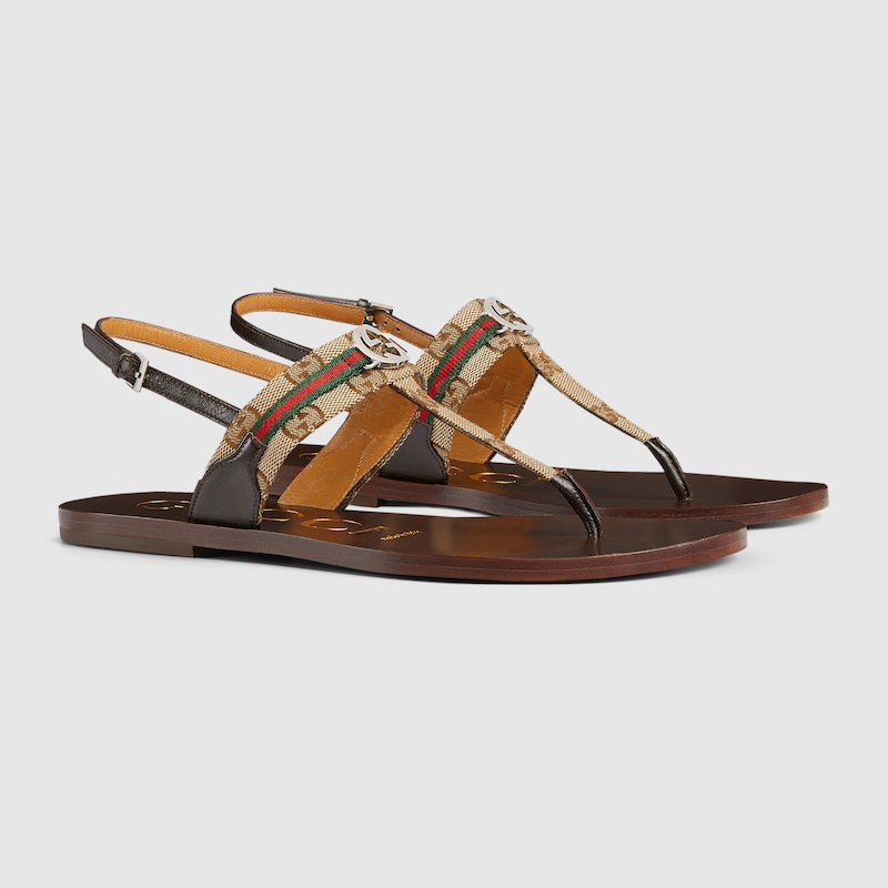 782421 FADC3 9764 002 100 0000 Light Sandalo donna con Incrocio GG e dettaglio Web
