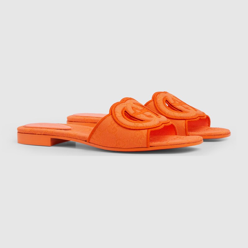 Gucci logo rubber slide sandal orange on sale