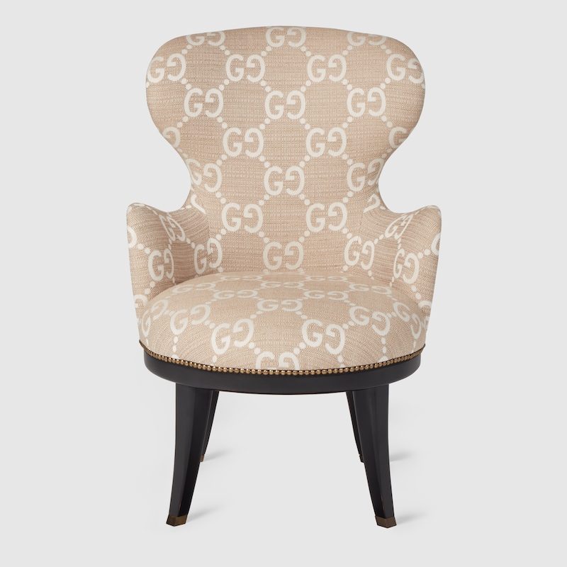 Gucci Gg Jacquard Armchair In Beige