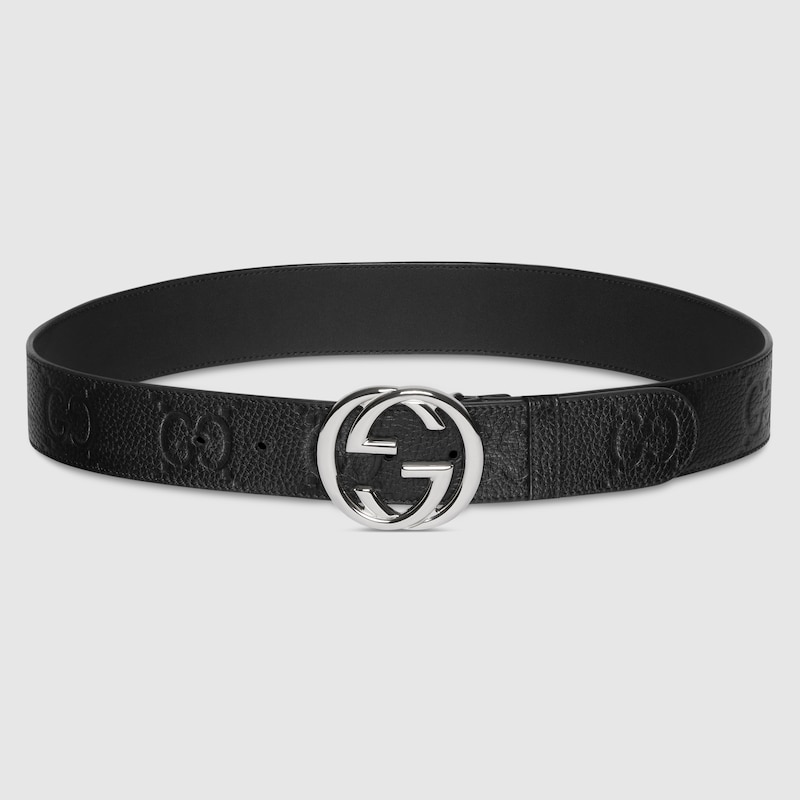 Wide belt with Interlocking G buckle