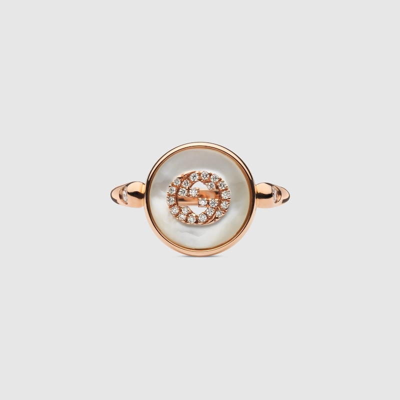Gucci Interlocking 18k Diamond Ring In Gold