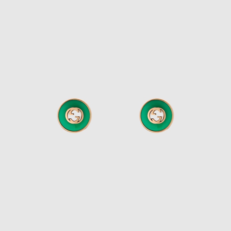 Shop Gucci Interlocking 18k Stud Earrings In Gold