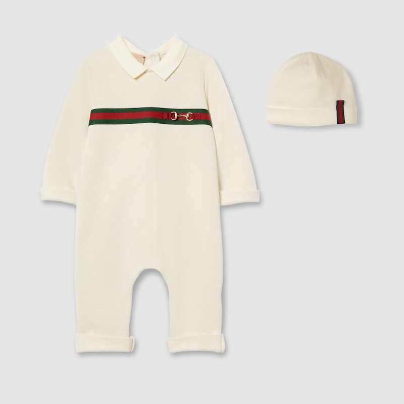 Gucci Babies' Cotton Two-piece Gift Set In Neutral