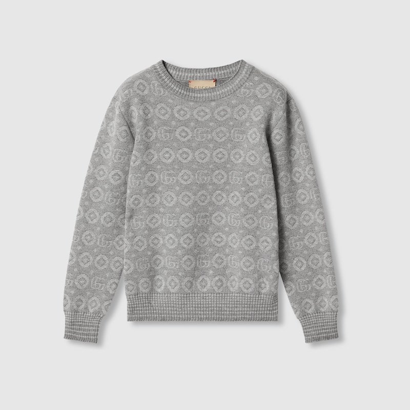 Gucci Kids' Double G Cotton Sweater In Gray