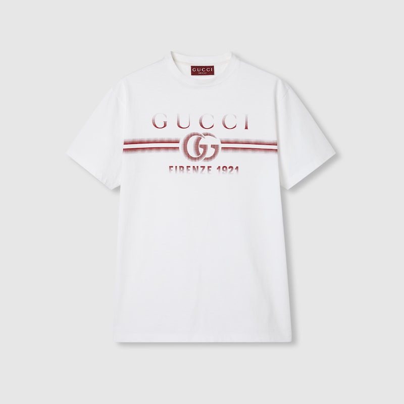 GUCCI GUCCI COTTON JERSEY T-SHIRT WITH GUCCI PRINT