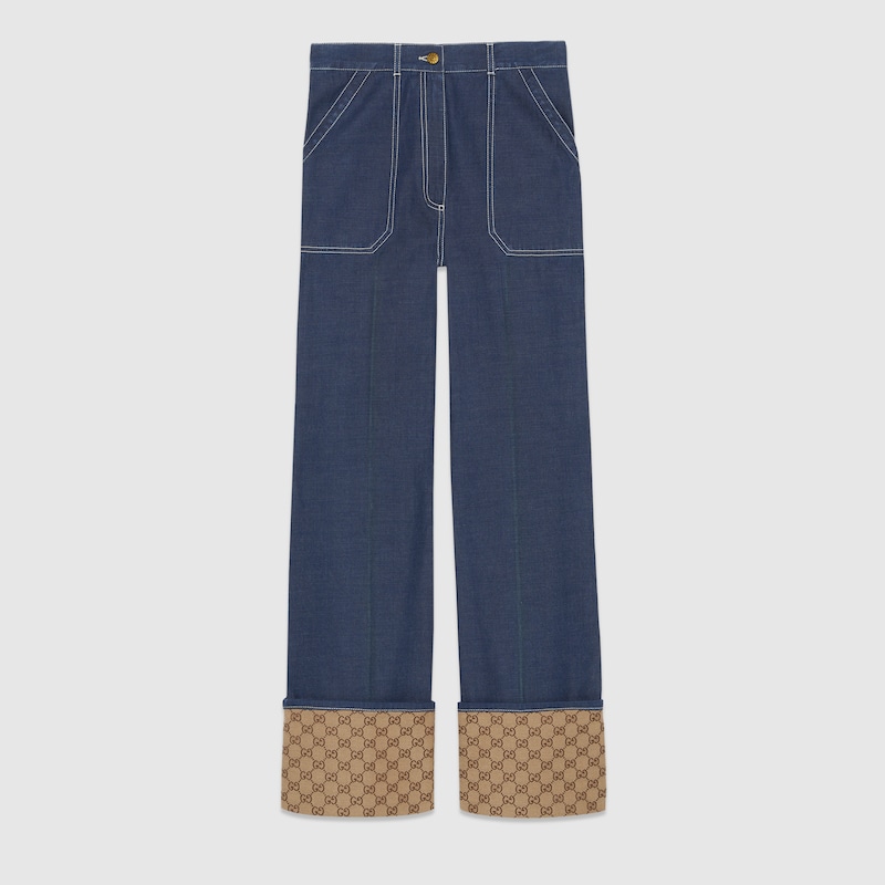 GG cuff denim pant