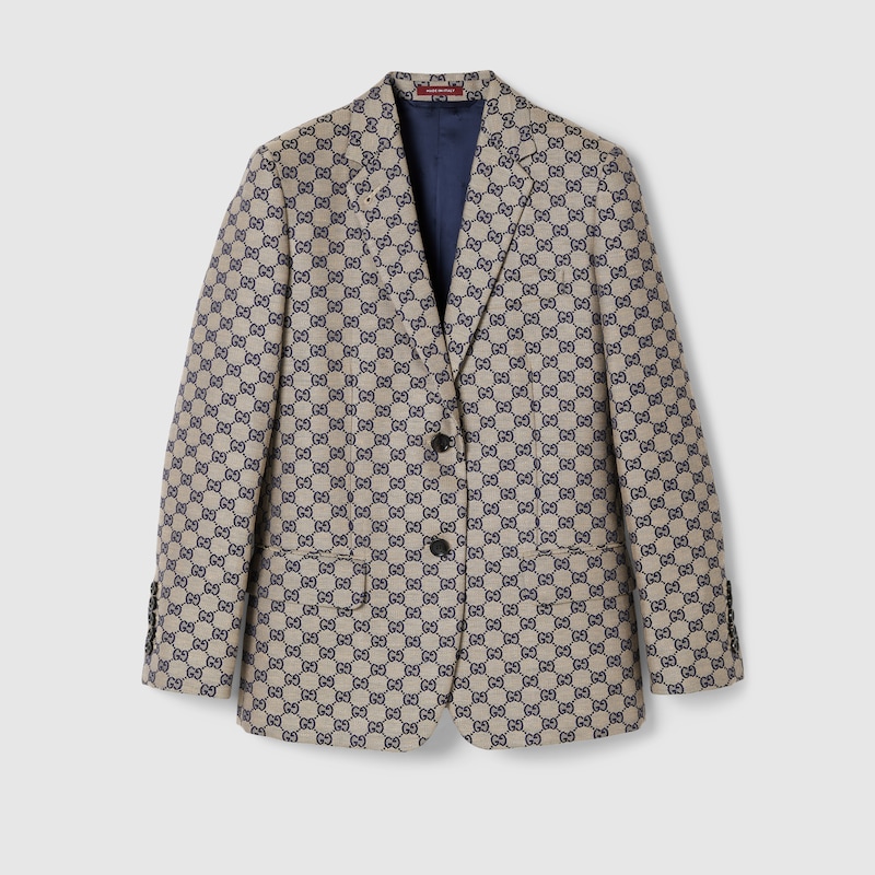 Gucci Blazer Aus Gg Canvas Aus Leinenmischung In Beige