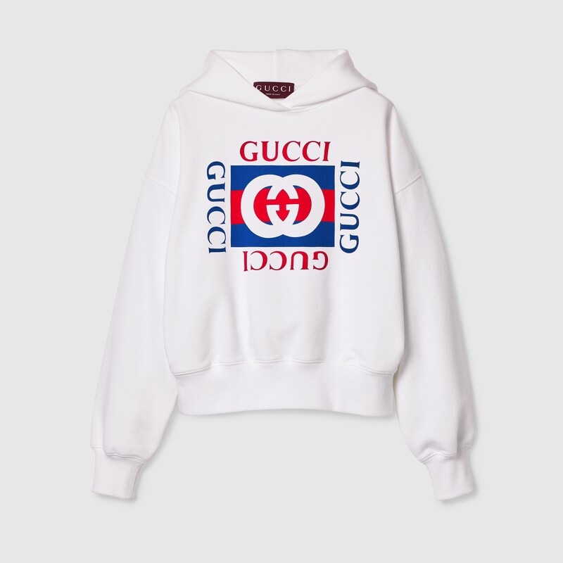 Gucci Interlocking G Cotton Jersey Sweatshirt In White