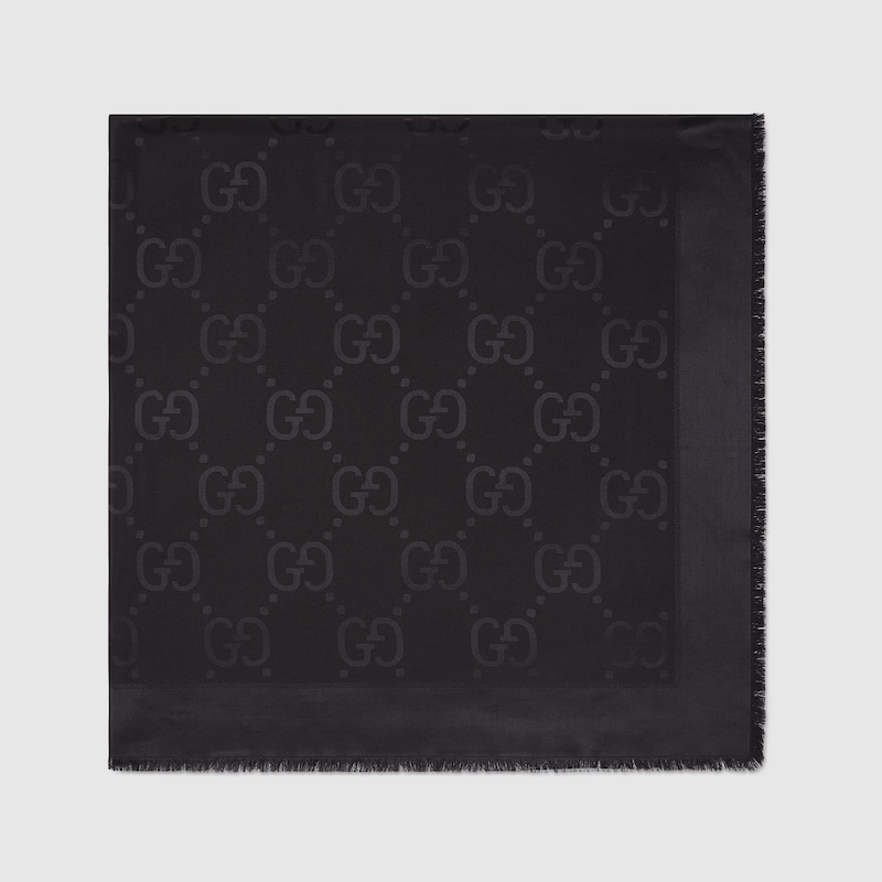 Gucci GG Jacquard Silk Wool Shawl | Thumbnail 2 Gucci GG Jacquard Silk Wool Shawl | Thumbnail 2