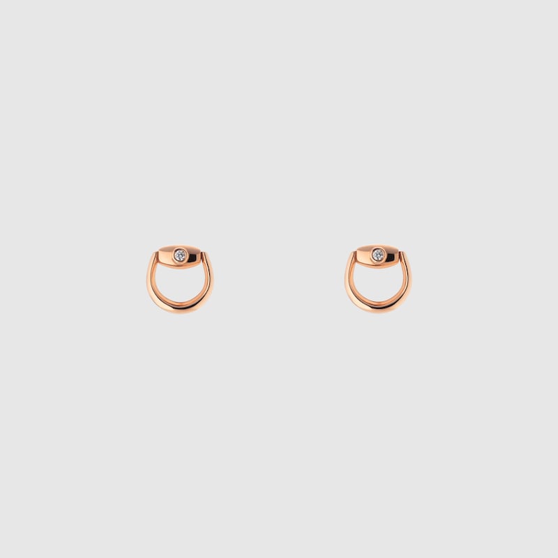 Gucci Horsebit Diamond 18k Stud Earrings