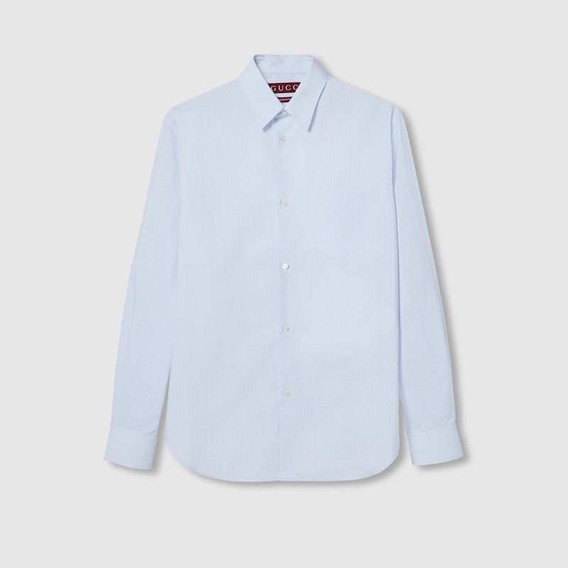 Gucci Striped Cotton Poplin Shirt In White