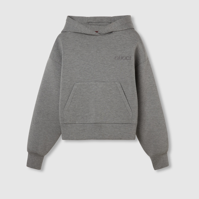 Gucci Viscose Jersey Hooded Sweatshirt In Grey