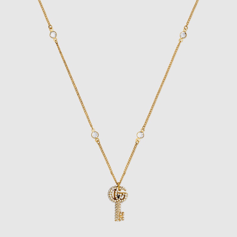645620 J1D50 8062 001 100 0000 Light Collana con chiave Doppia G con cristalli
