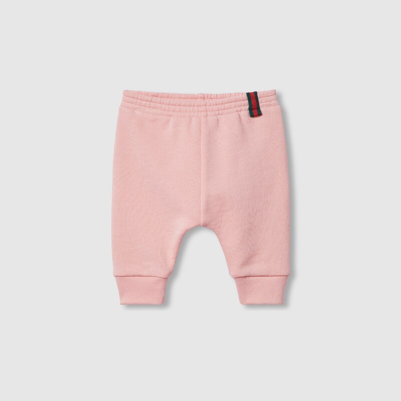 Shop Gucci Cotton Pants With Web In Pink