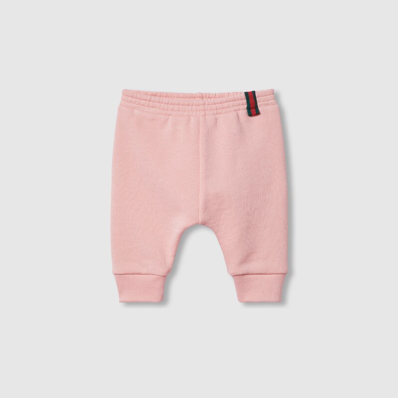 Gucci Babies' Cotton Pants With Web In Pink