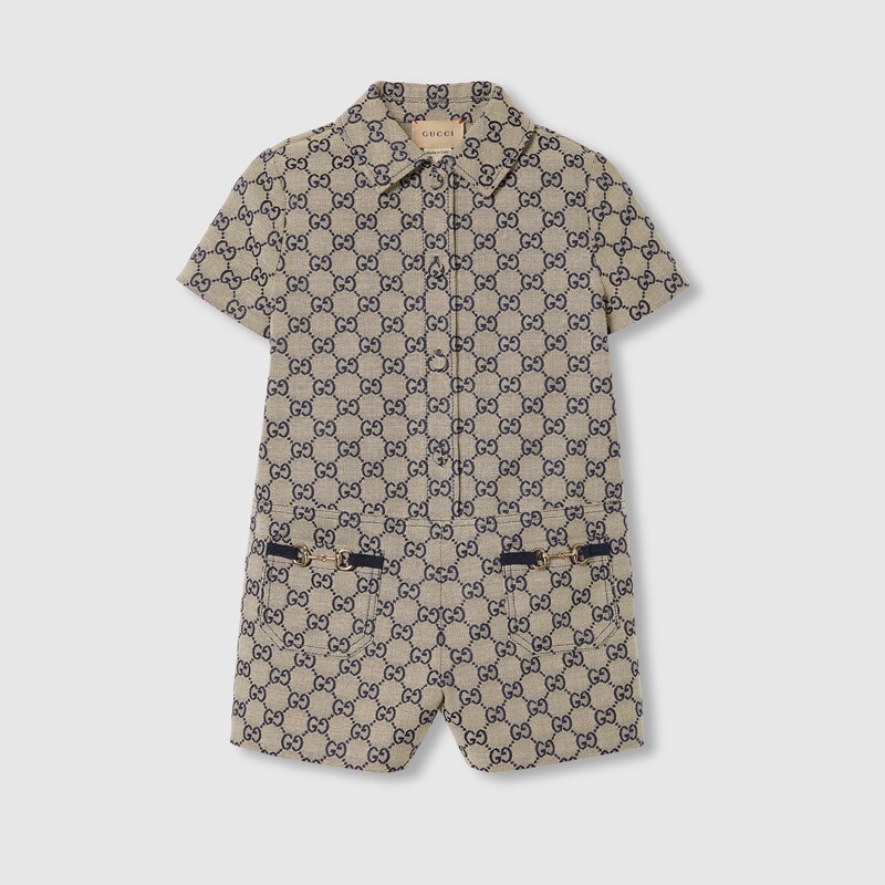 Gucci Gg Canvas Playsuit In Beige