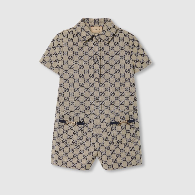 Gucci Kids' Gg Canvas Playsuit In Multi