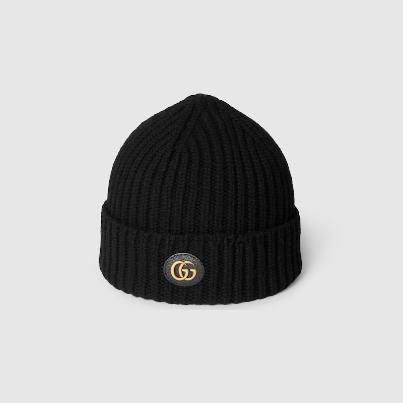 Gucci Wool Cashmere Hat With Double G In Black