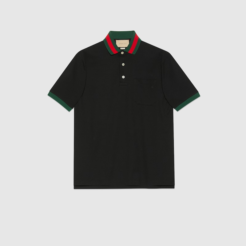 Gucci Cotton Piquet Polo With Web Collar