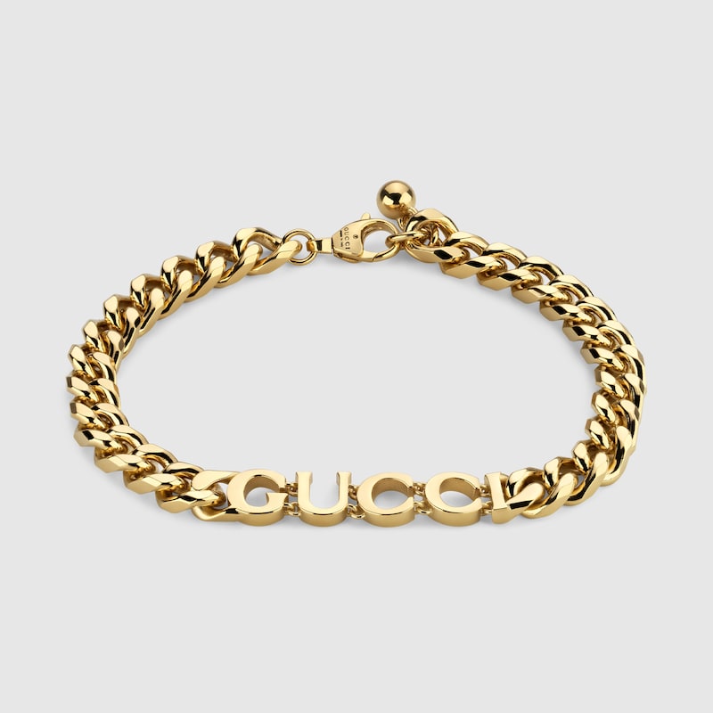 Gucci Chain Bracelet With  Script In Gold-toned Metal