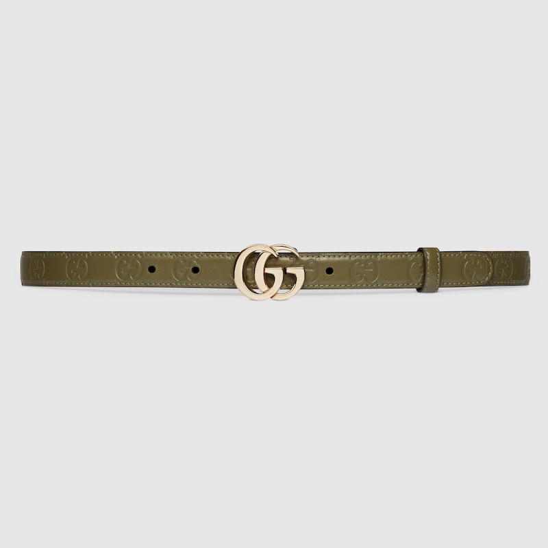 Gucci Gg Milano Thin Belt In Green