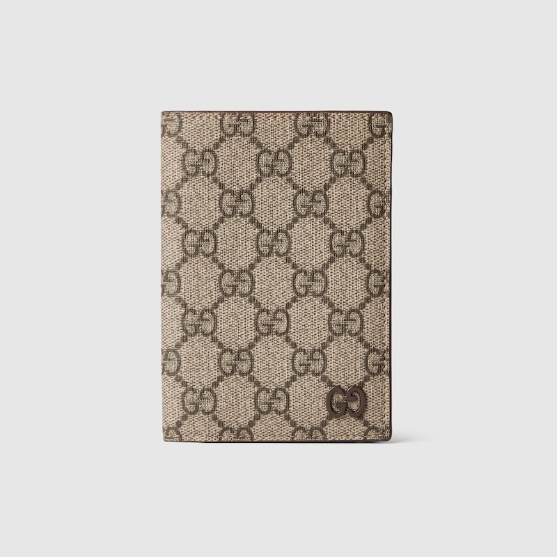 Gucci Gg Passport Case With Gg Detail In Beige