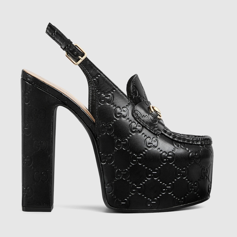 Gucci Women's Horsebit Platform Loafer Slingback In Black