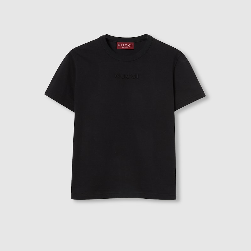Gucci Embroidered Cotton Jersey T-shirt In Black