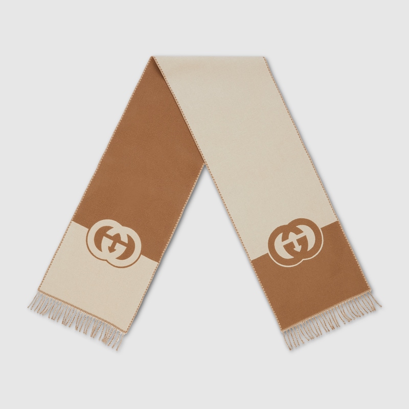 Wool cashmere scarf with Interlocking G