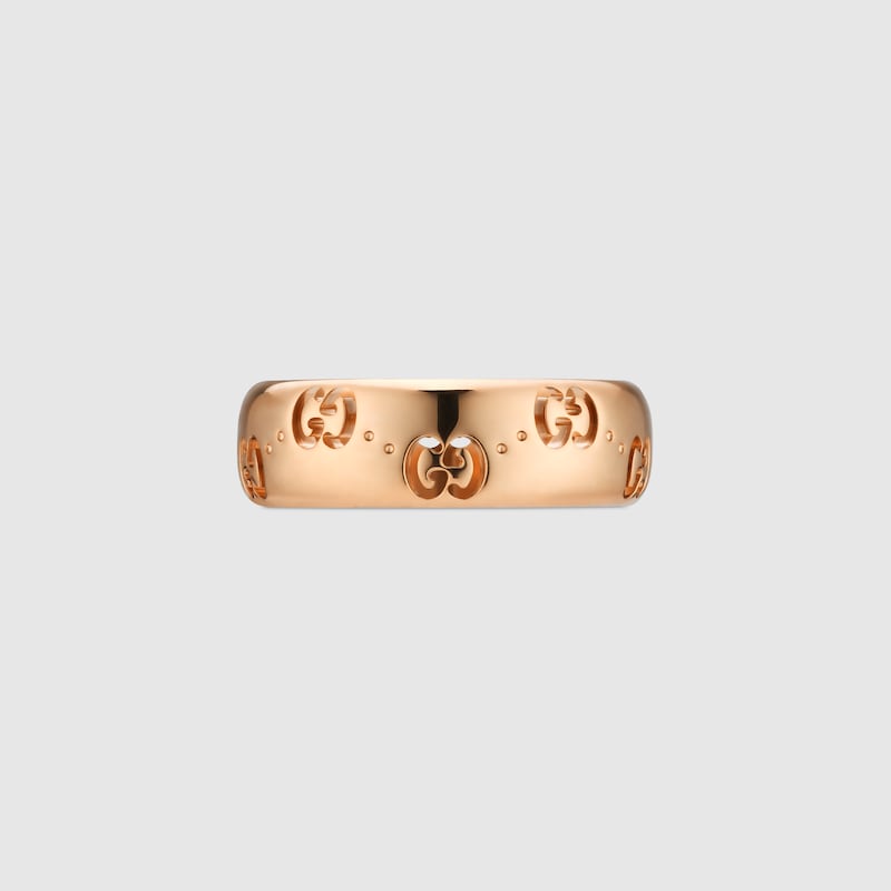 Gucci Icon 18k Gg Thin Ring In Rose Gold