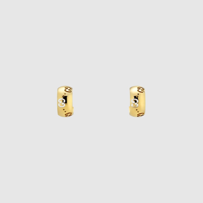 Gucci Icon 18k Gg Hoop Earrings In Yellow Gold
