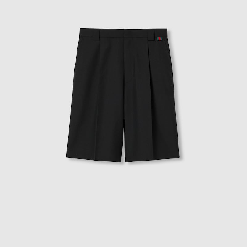 Wool blend twill short with Web
