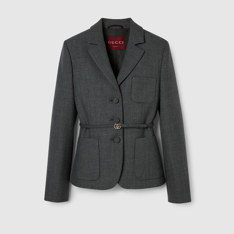 Gucci Single Breasted Wool Grisaille Jacket In Grey
