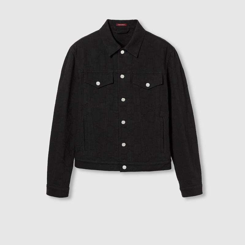 Gucci Gg Denim Jacquard Jacket In Black