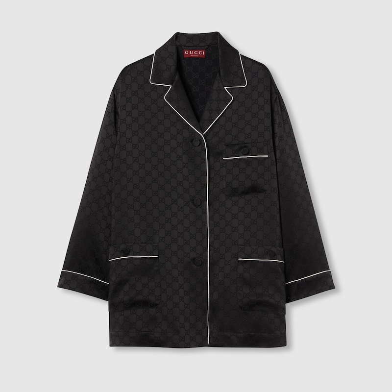Gucci Monogram-jacquard Shirt In Black