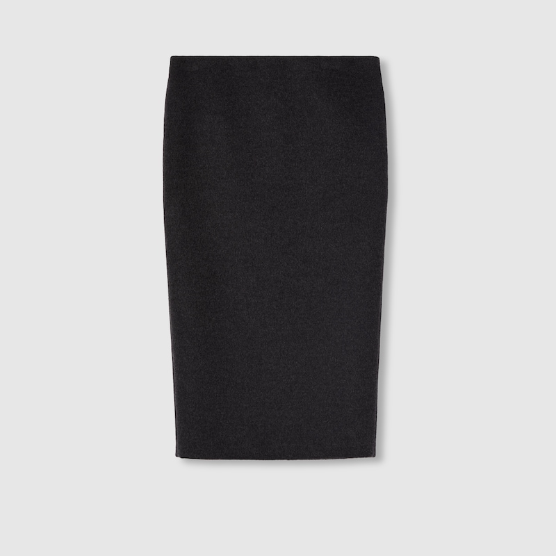 Gucci Embroidered Wool And Silk Skirt In Grey