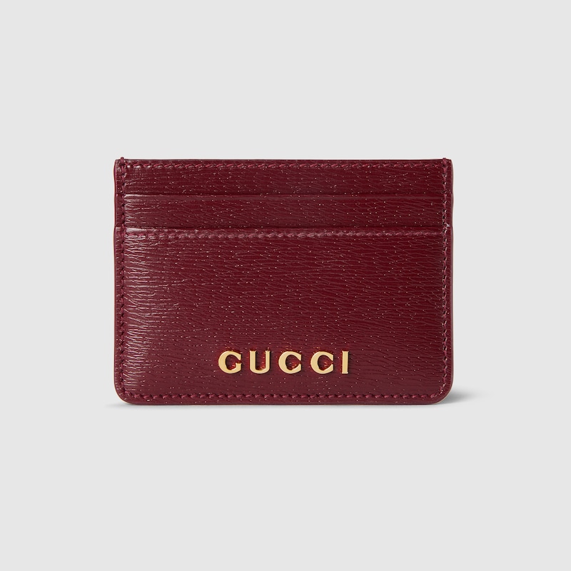 Gucci Card Case With Script In Bordeaux