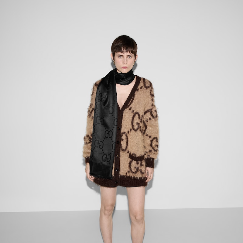 Gucci GG Jacquard Silk Wool Shawl | Thumbnail 3 Gucci GG Jacquard Silk Wool Shawl | Thumbnail 3