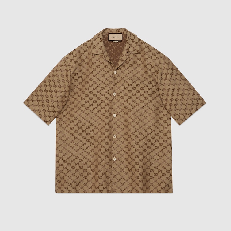 GG linen blend canvas shirt