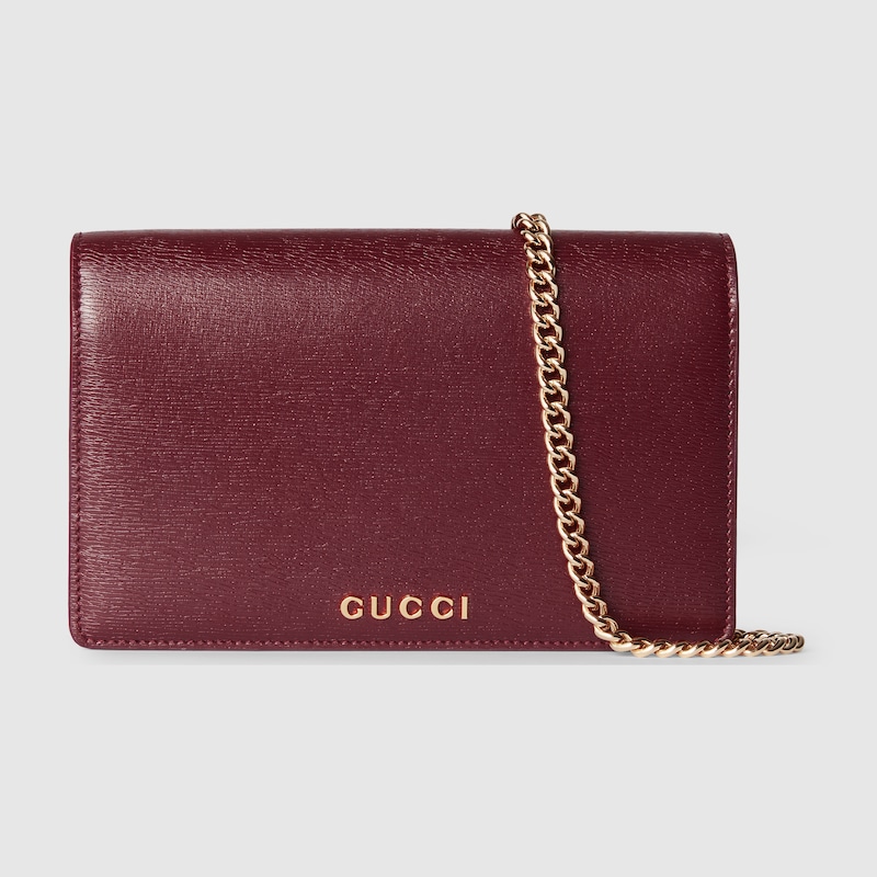 Gucci Chain Wallet With Script In Bordeaux