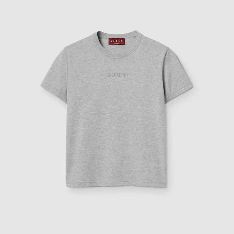 Gucci Cotton Jersey Embossed T-shirt In Grey
