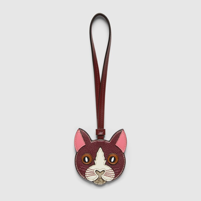 Gucci Cat-shaped Bag Charm In Bordeaux