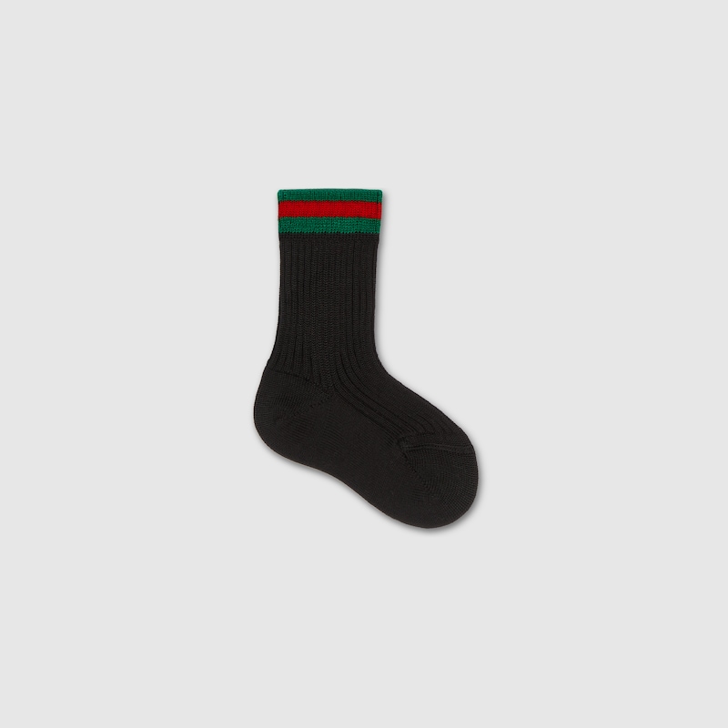 Gucci Cotton Socks With Web In Black