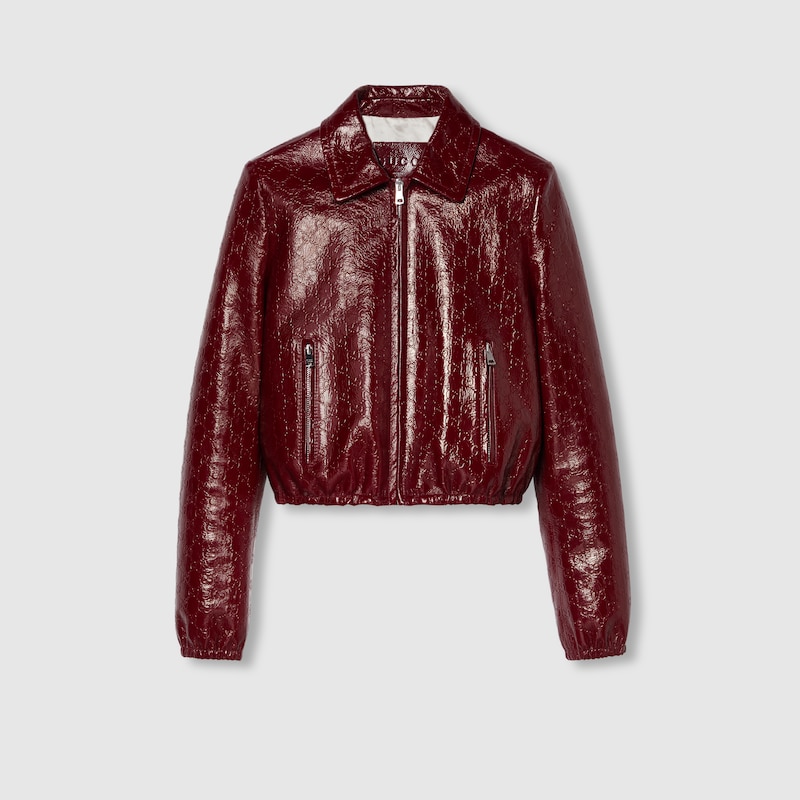 Gucci Naplack Leather Bomber Jacket